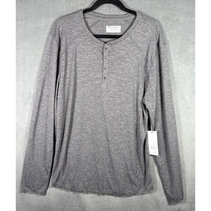 Bread & Boxers Men's Long Sleeve Henley Dark Grey Rayon‎ Blend Shirt XL